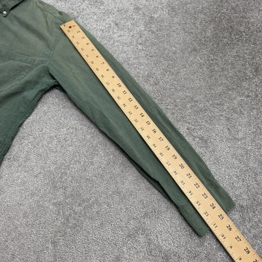J.Crew Slim Fit Long Sleeve Button Down Shirt Large Olive Green Washed Cotton